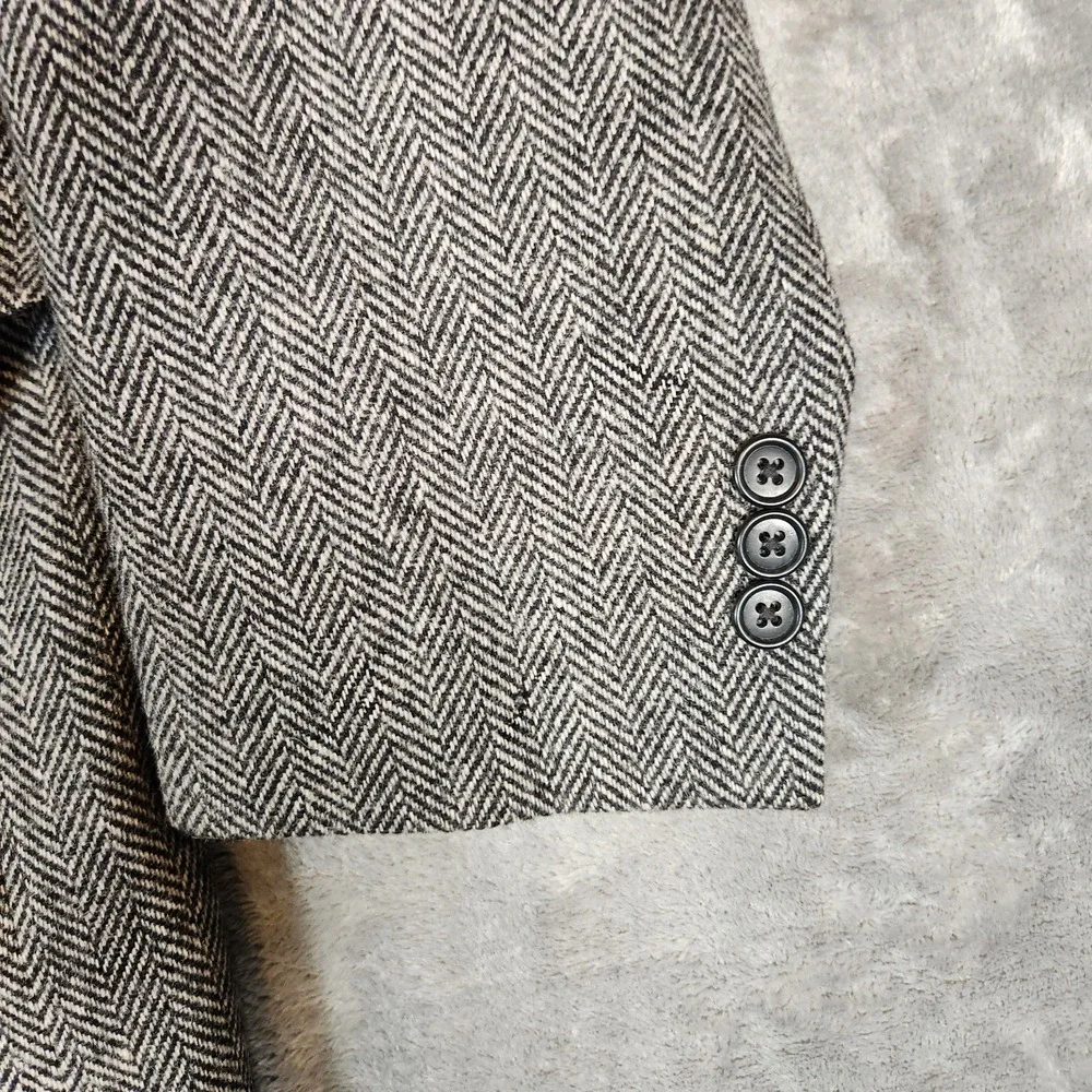 Towncraft Blazer Men's 40R Gray Herringbone Tweed Wool/Lana‎ Sport Coat Jacket